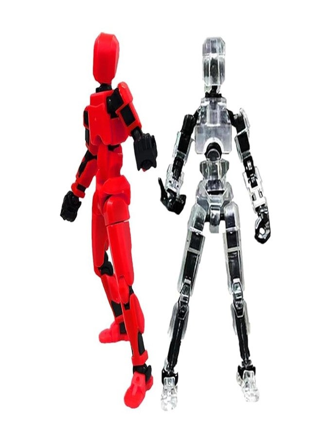 HATCHMATIC Action Figure Set, Titan 13 Action Figure, 3D Printed Action Figure, Multi-Jointed Action Figures, Movable Shapeshift Robot, Desktop Decorations Action Figures Toys(Red & Transparent)